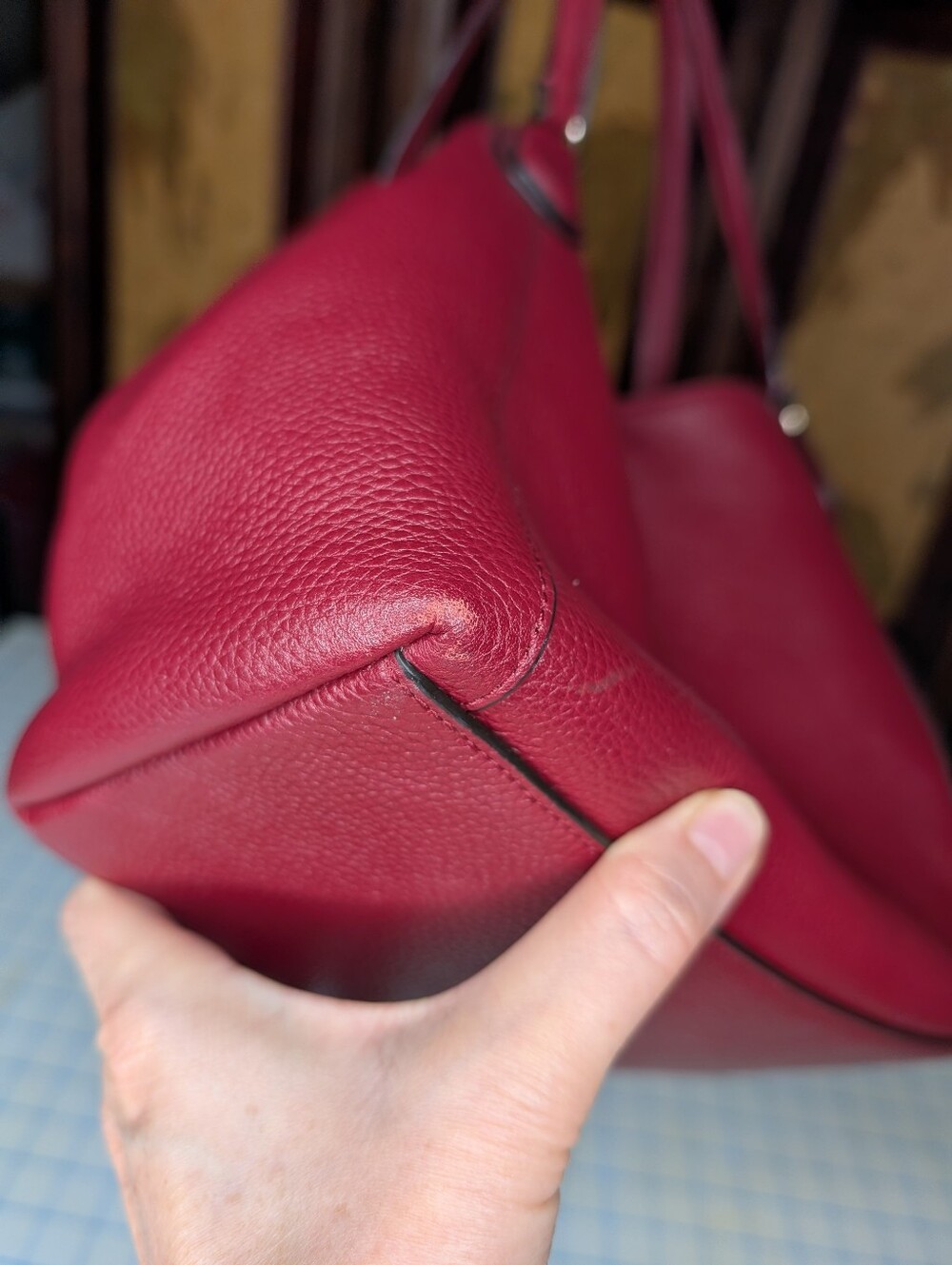 COACH Oxblood Edie 28 Pebble Leather Shoulder Bag Gold Hardware 35983 - Picture 7 of 11